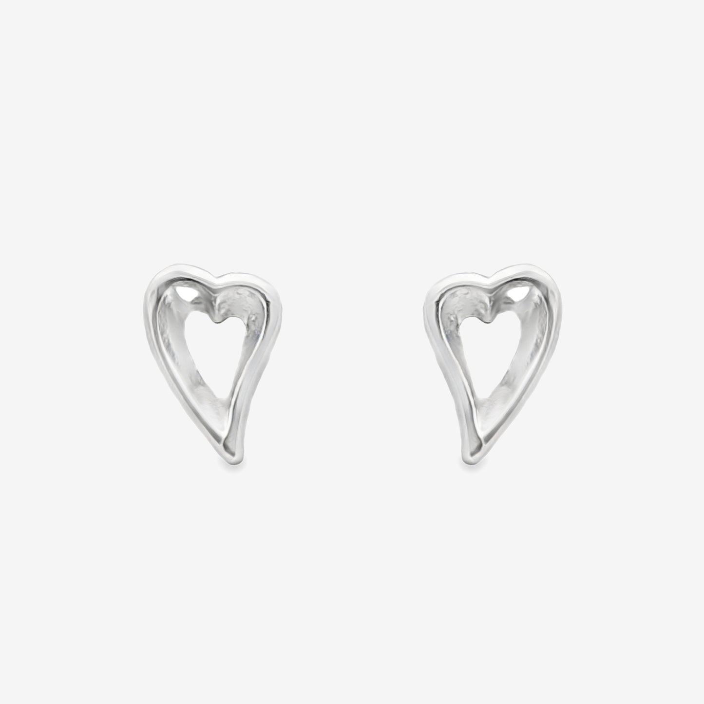 Silver Tailed Open Heart Stud Earrings