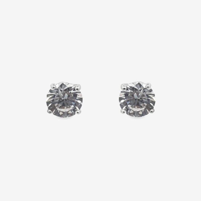 Silver & CZ 5mm Claw Set Stud Earrings