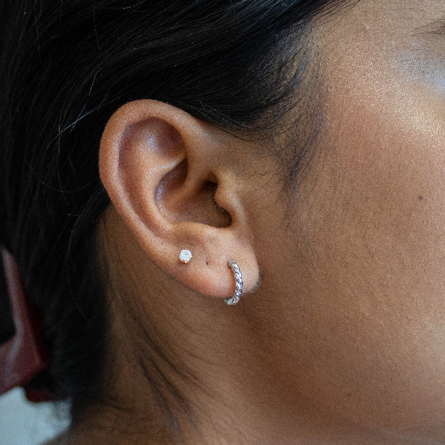 Silver Rope 10mm Sleeper Hoop Earrings