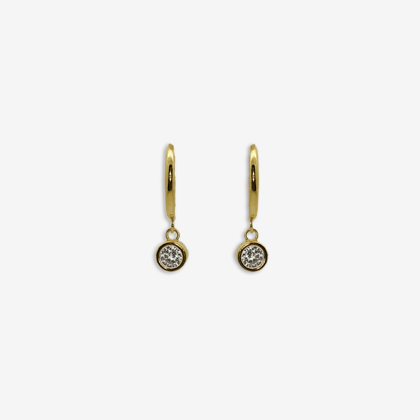 Gold Small CZ Pendant Hoop Earrings