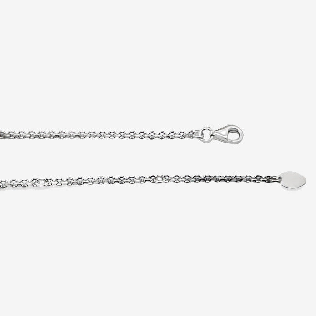 Silver Squared Curb Chain Necklace, 50cm