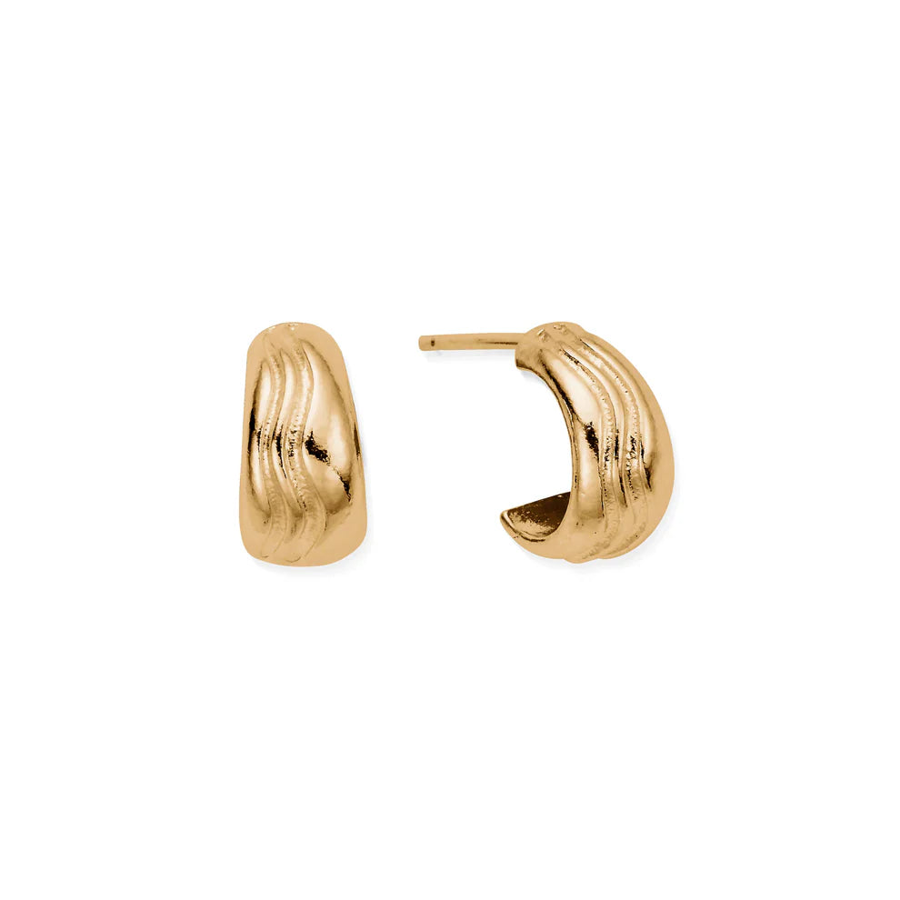 Gold Waves Huggie Hoop Earrings