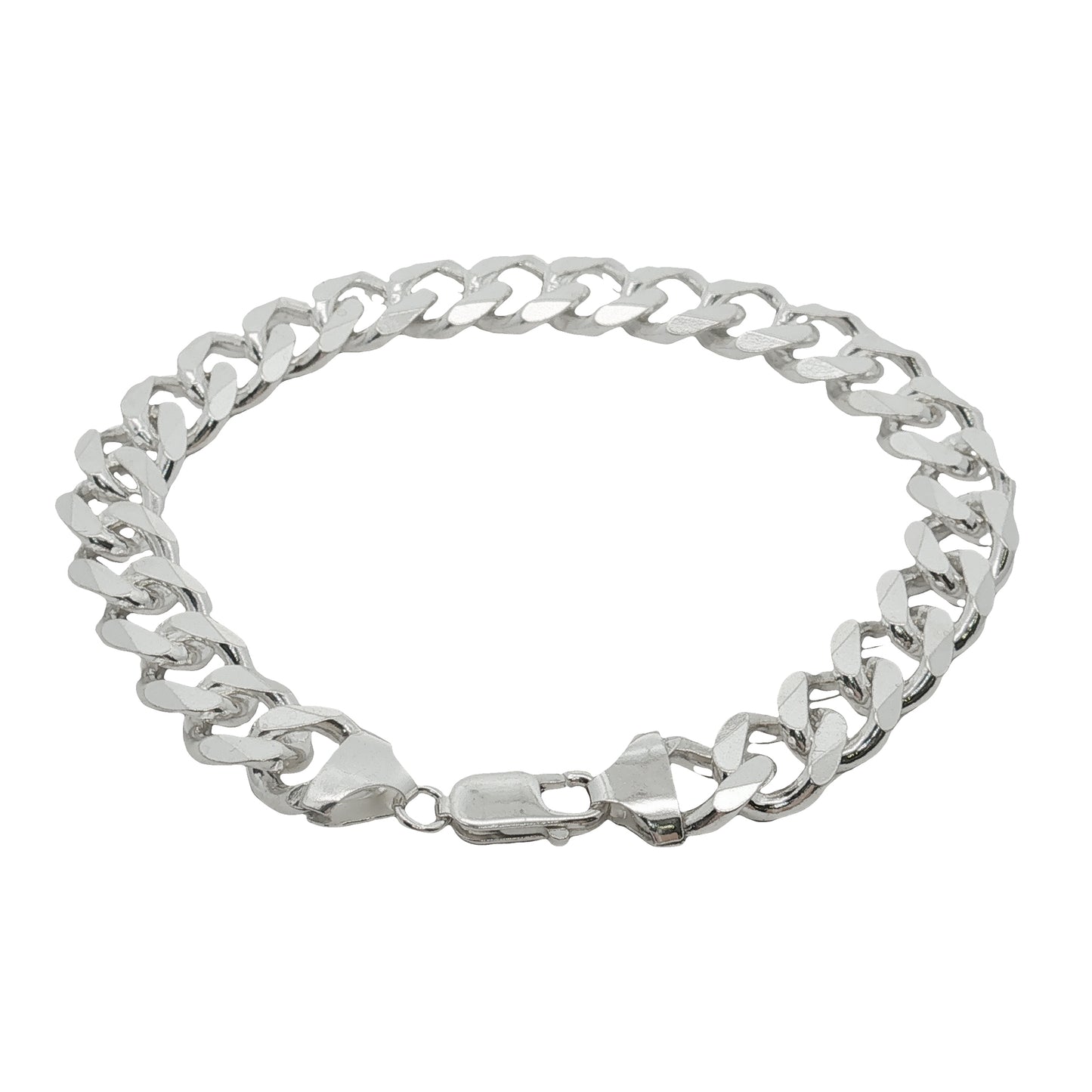 Grace & Co Men's Chunky Diamond-Cut Flat Curb Bracelet, 20cm