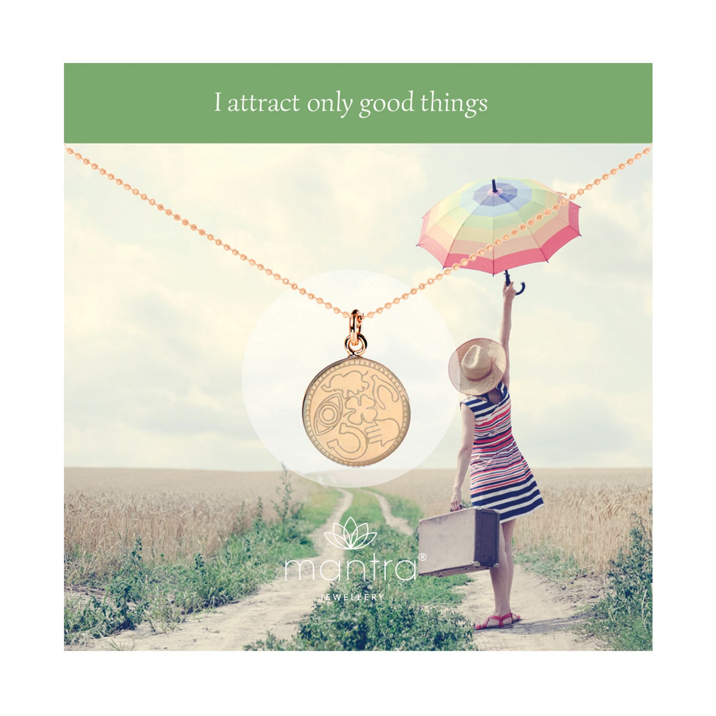 Lucky Symbols Disc Necklace in Rose Gold