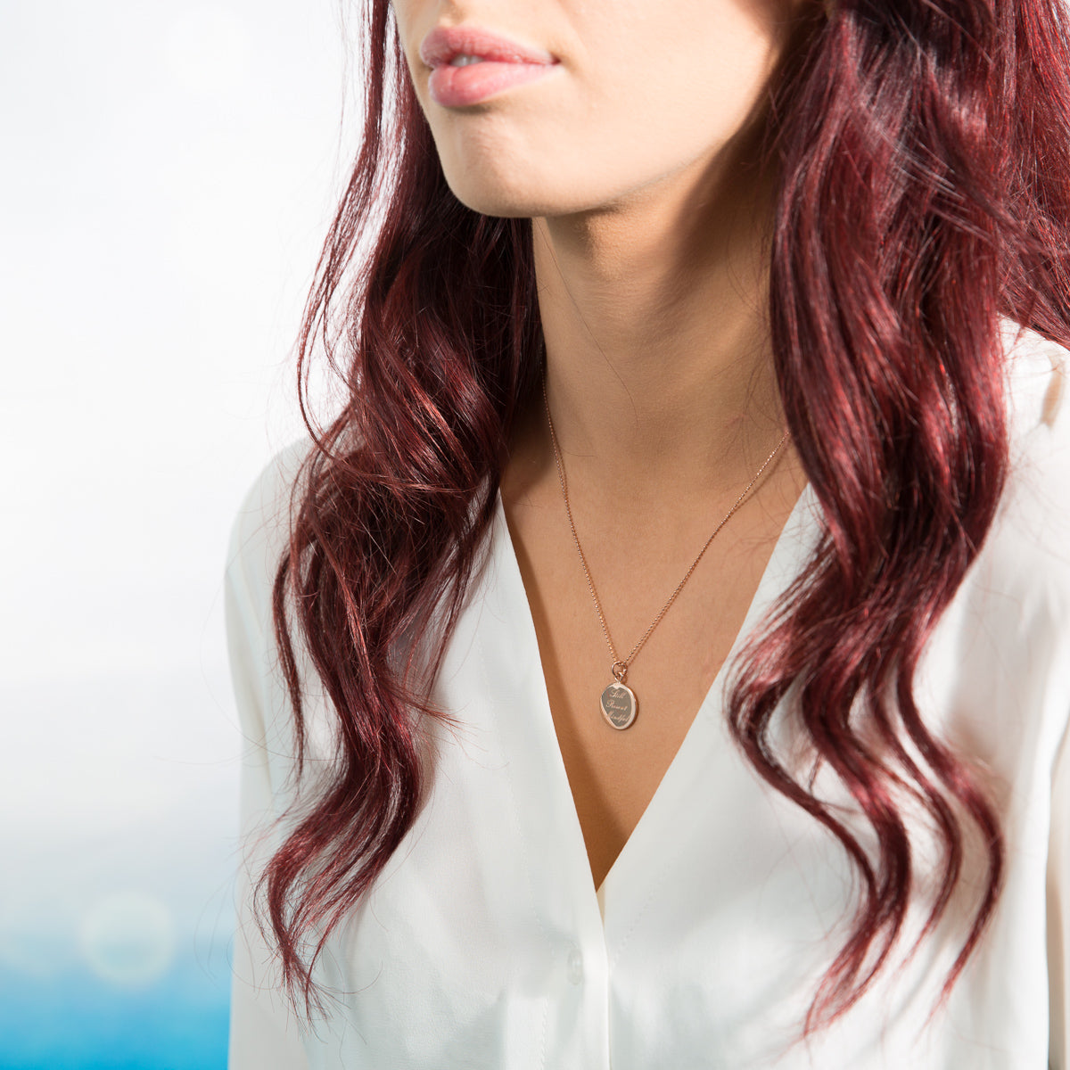 Engravable Disc Necklace in Rose Gold