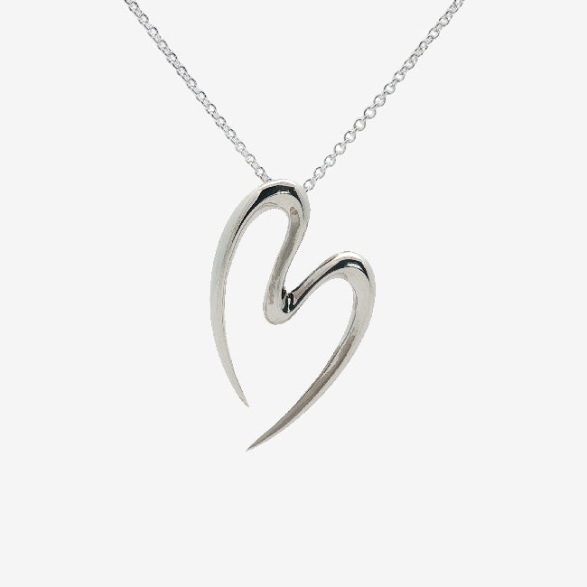 Silver Freehand Heart Chunky Necklace