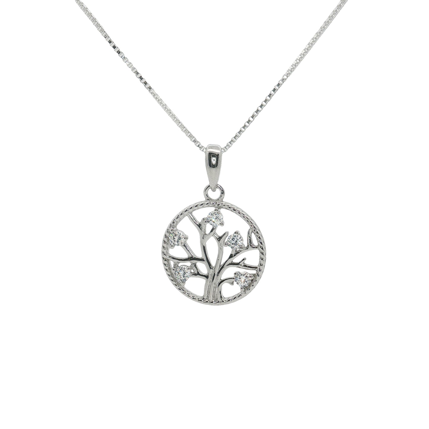 Silver & CZ Positivitree Pendant Necklace