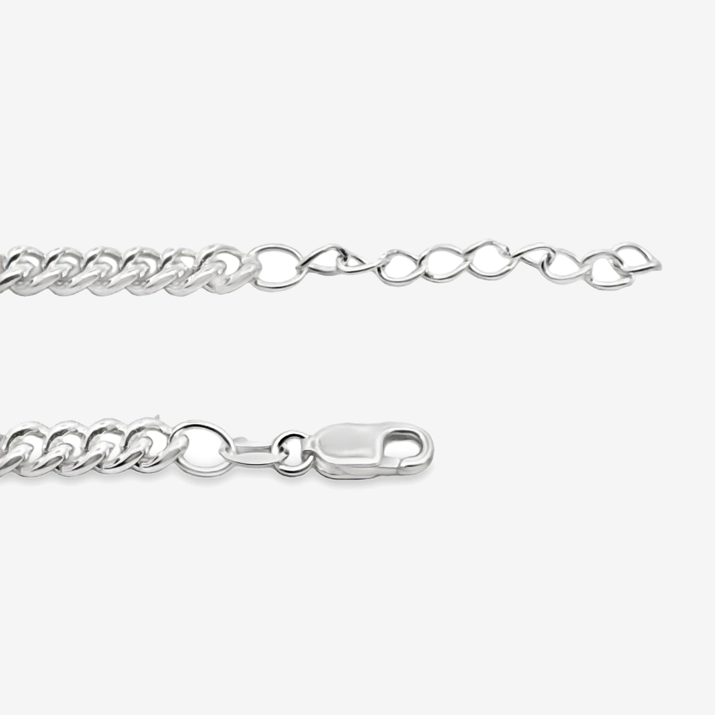 Men's Silver Slim Curb Link Bracelet, 22cm