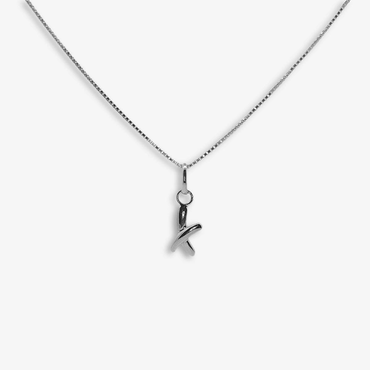 Silver Hand-drawn X Kiss Pendant