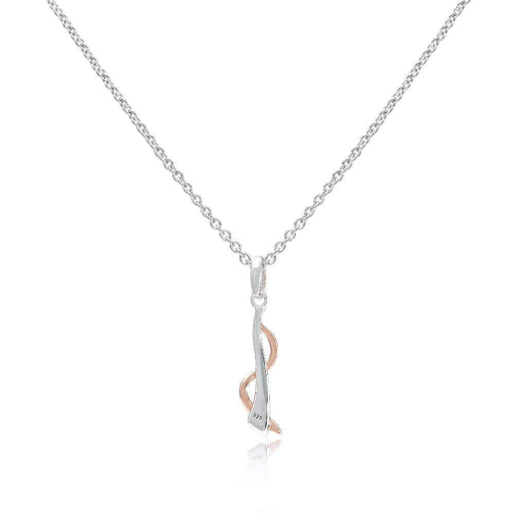 Silver & Rose Gold Vermeil Twist Pendant Necklace