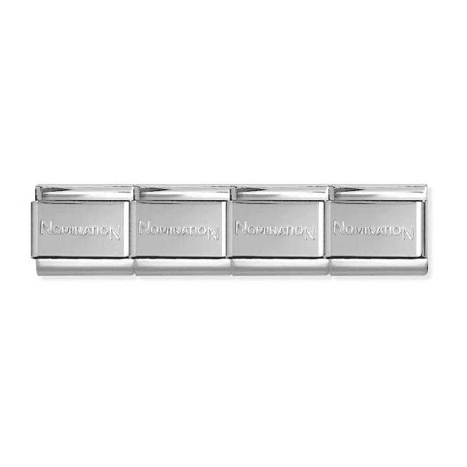 Nomination silver base links which make up a charm bracelet.
