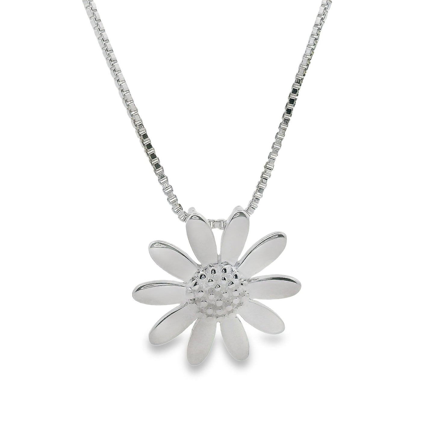 Silver Daisy Pendant Necklace