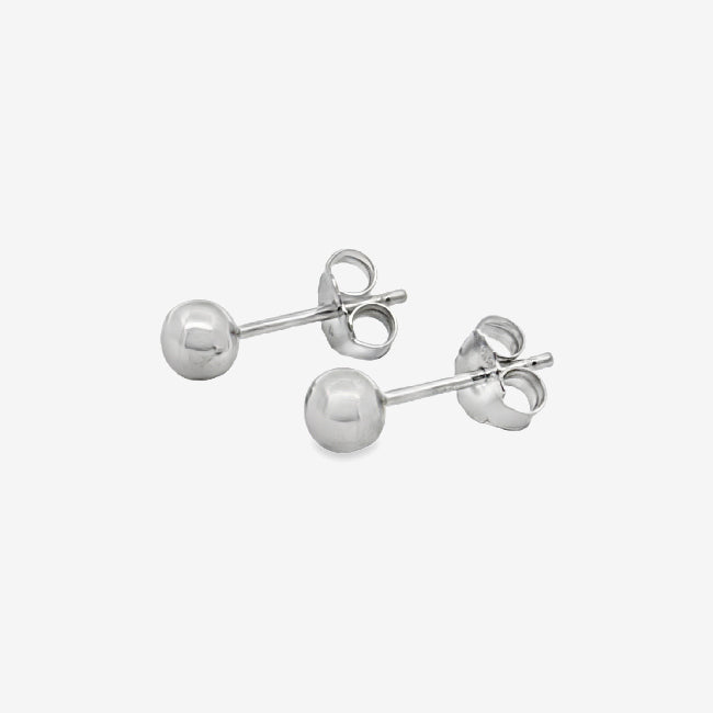Grace & Co 4mm Rhodium Silver Ball Stud Earrings