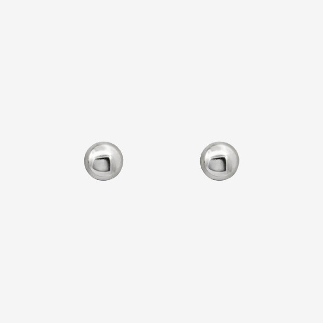 4mm Rhodium Silver Ball Stud Earrings