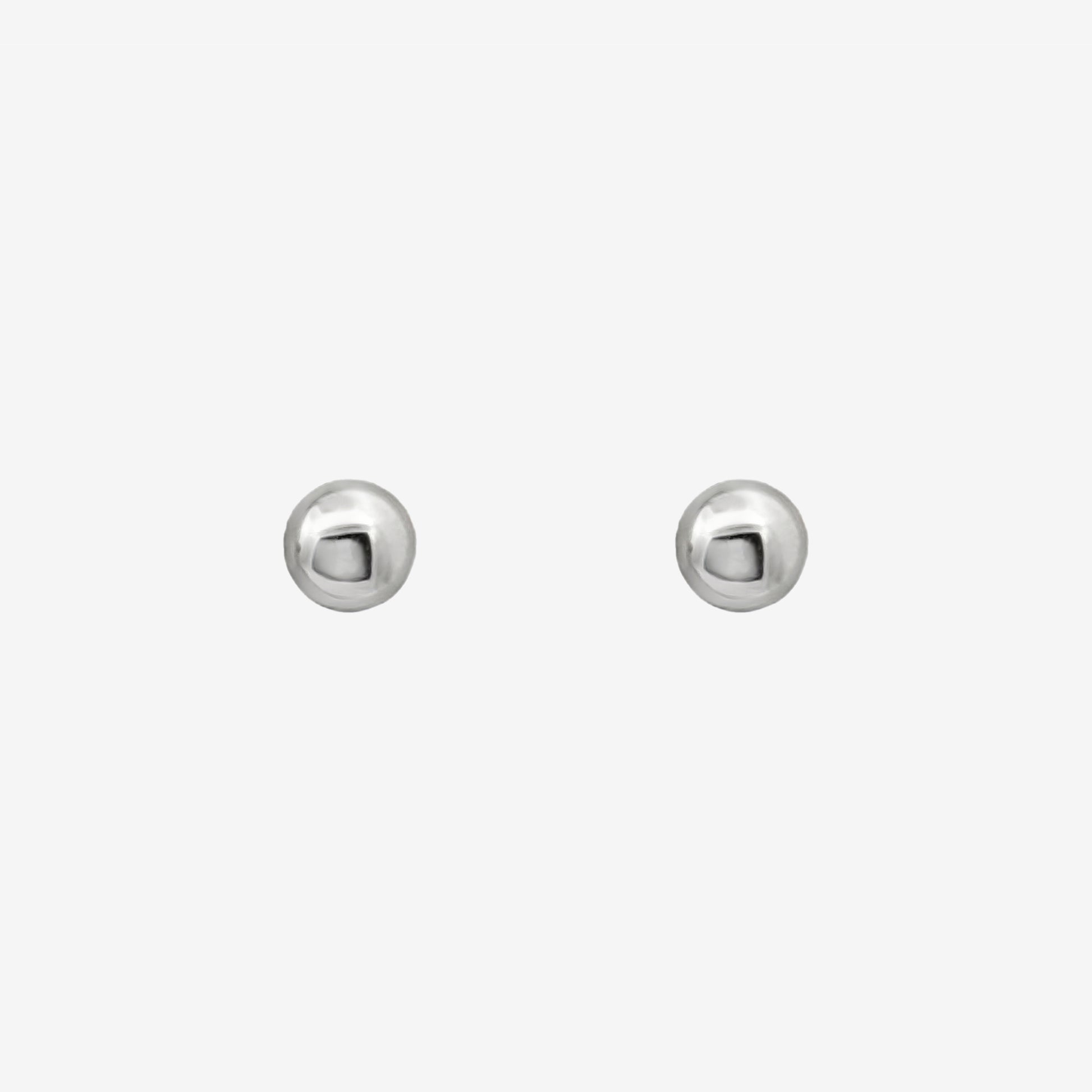 Grace & Co Rhodium Silver Ball Stud Earrings, 3mm