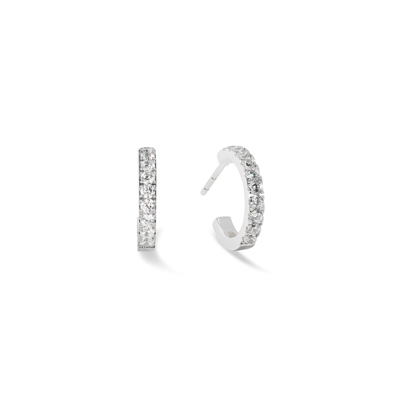Coeur de Lion Eternal Love Mini Crystal Hoop Earrings in Silver