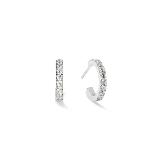 Eternal Love Mini Crystal Hoop Earrings in Silver