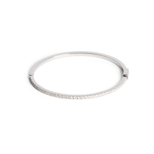 Eternal Love Rose Crystal Bangle in Silver