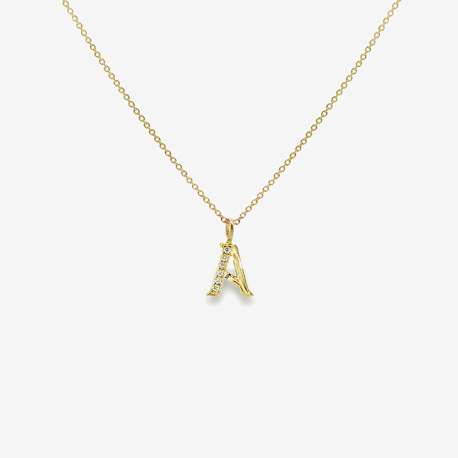Grace & Co Letter A Gold & CZ Initial Pendant Necklace, 40-45cm