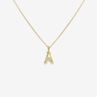 Letter A Gold & CZ Initial Pendant Necklace, 40-45cm