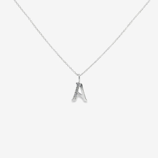 Letter A Silver & CZ Initial Pendant Necklace, 40-45cm