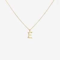 Letter E Gold & CZ Initial Pendant Necklace, 40-45cm