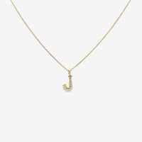 Letter J Gold & CZ Initial Pendant Necklace, 40-45cm
