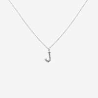 Letter J Silver & CZ Initial Pendant Necklace, 40-45cm