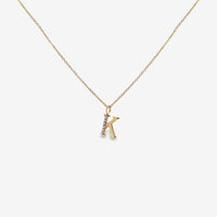 Letter K Gold & CZ Initial Pendant Necklace, 40-45cm