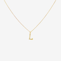 Letter L Gold & CZ Initial Pendant Necklace, 40-45cm