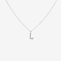 Letter L Silver & CZ Initial Pendant Necklace, 40-45cm