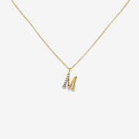 Letter M Gold & CZ Initial Pendant Necklace, 40-45cm