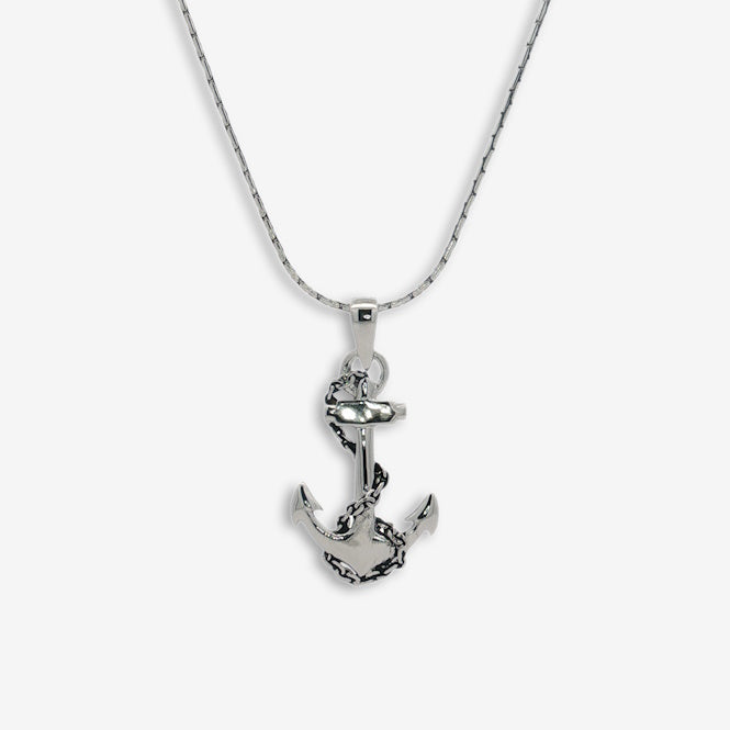 Silver Rope & Anchor Pendant