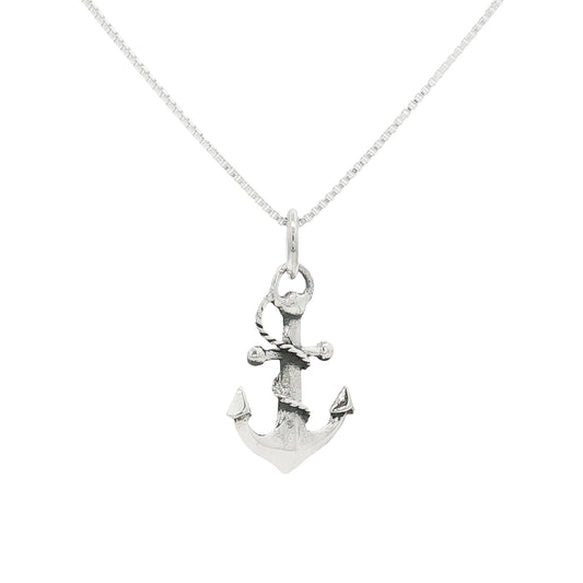 Silver Rope & Anchor Pendant