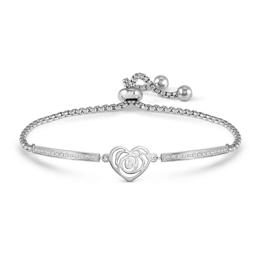 Milleluci Heart Rose Bracelet in Silver & CZ
