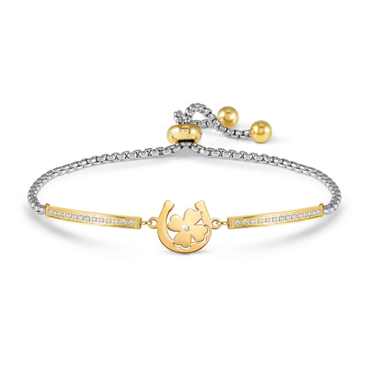 Milleluci Horseshoe Four-Leaf Clover Bracelet in Gold & CZ