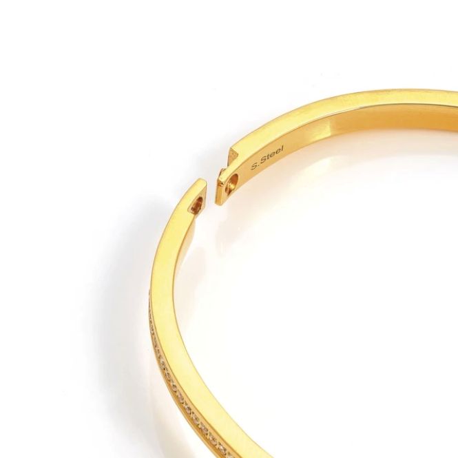 Pretty Bangles Medium Bracelet in Gold & White CZ