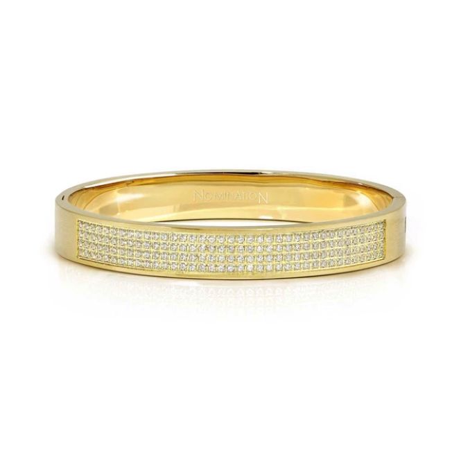 Nomination Pretty Bangles Satinshine Wide Medium Bracelet in Gold & CZ