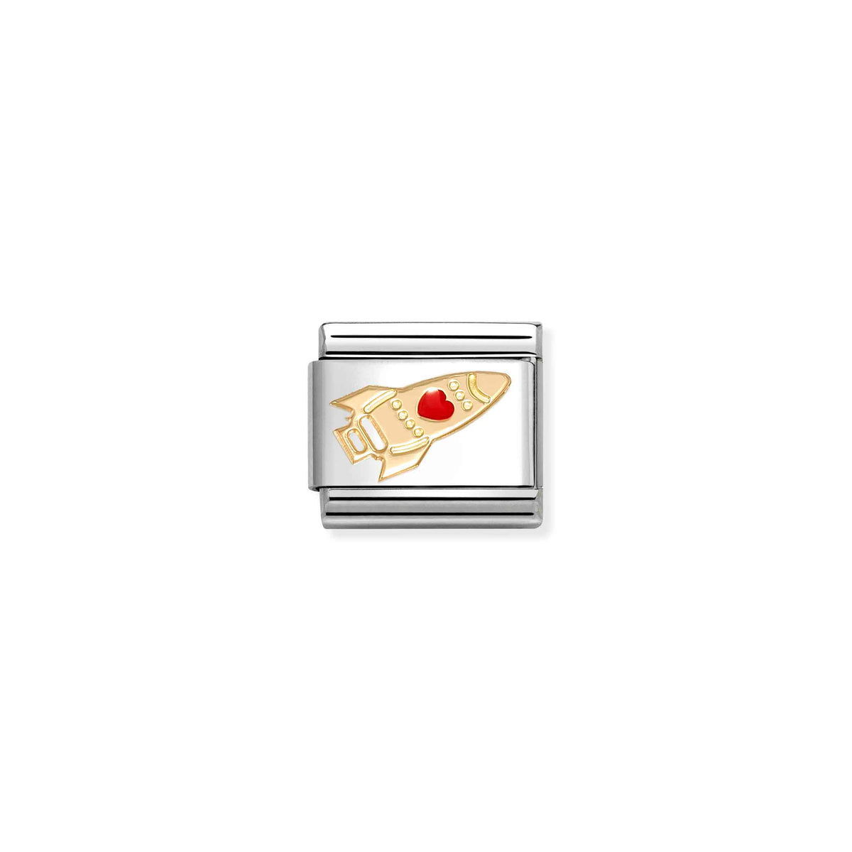 Classic Gold and Enamel Rocket with Red Heart Fairytale & Fantasy Charms