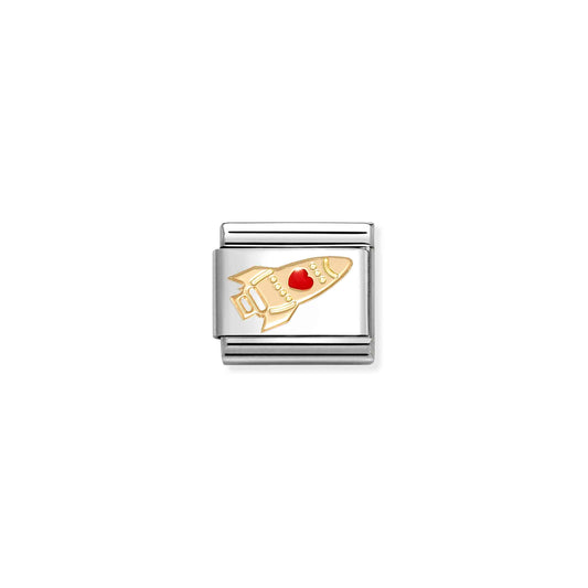 Classic Gold and Enamel Rocket with Red Heart Fairytale & Fantasy Charms