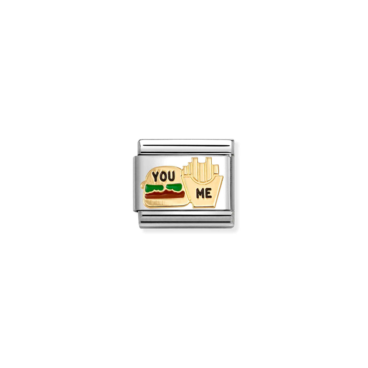 Nomination Classic Gold and Enamel You and Me Burger and Fries Food & Drink Charms