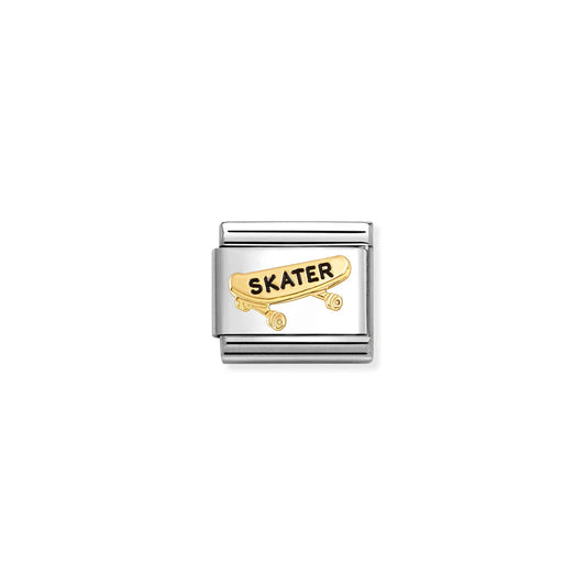 Classic Gold and Enamel Black Skateboard Sports & Hobbies Charms