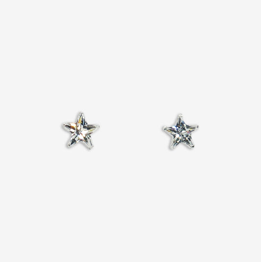 Silver & CZ Star Stud Earrings