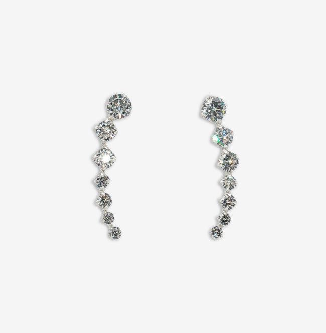 Grace & Co Silver & CZ Ear Crawler Stud Earrings