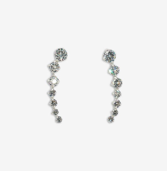 Silver & CZ Ear Crawler Stud Earrings
