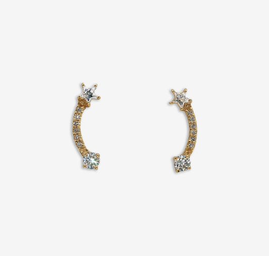 Gold & CZ Shooting Star Drop Earrings