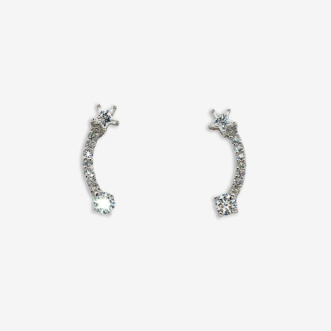 Grace & Co Silver & CZ Shooting Star Drop Earrings