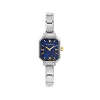 Time Paris Rectangle Lapis Blue Dial & Silver Charm Bracelet Watch