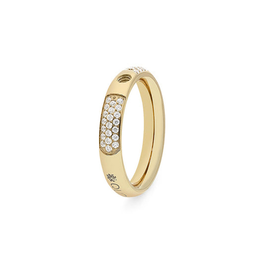 Deluxe Slim Gold and Clear Crystal Ring, Size 60