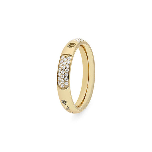 Deluxe Slim Gold and Clear Crystal Ring, Size 58